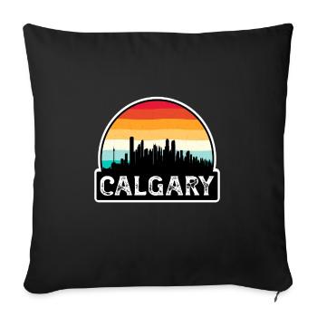 Calgary Canada Flag Skyline Travel Souvenir - Sofa pillowcase 17,3'' x 17,3'' (45 x 45 cm) - black - Front