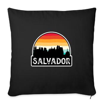 Salvador Brésil Flag Skyline Souvenir de voyage - Housse de coussin décorative 45 x 45 cm - noir - Devant