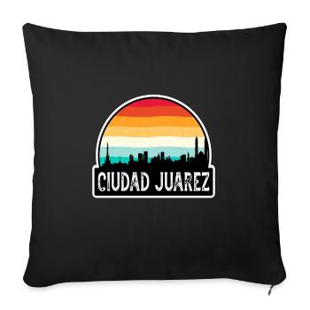 Ciudad Juarez Mexique Flag Skyline Souvenir de voyage - Housse de coussin décorative 45 x 45 cm - noir - Devant