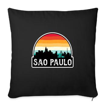 Sao Paulo Brésil Flag Skyline Souvenir de voyage - Housse de coussin décorative 45 x 45 cm - noir - Devant