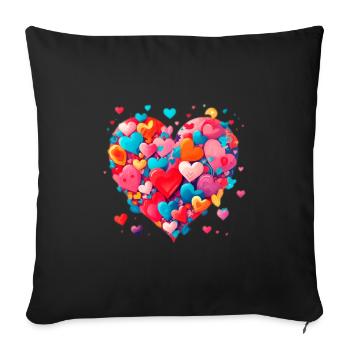 Cœur d’amour - Housse de coussin décorative 45 x 45 cm - noir - Devant