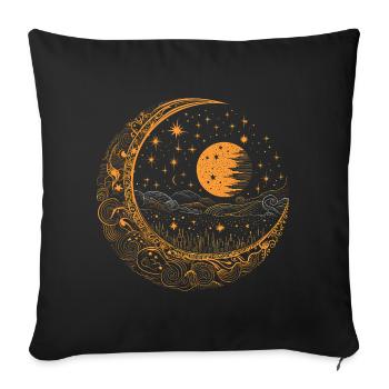 Moon with stars - Sofa pillowcase 17,3'' x 17,3'' (45 x 45 cm) - black - Front