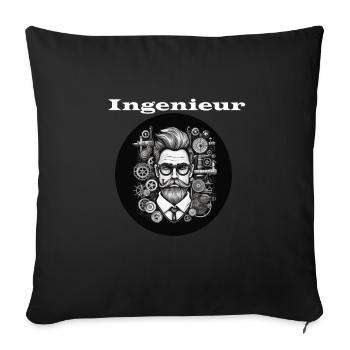 Ingenieur weiß - Sofakissenbezug 45 x 45 cm - Schwarz - Vorne
