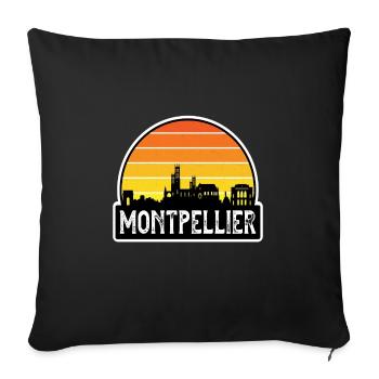 Montpellier France Flag Skyline Souvenir de voyage - Housse de coussin décorative 45 x 45 cm - noir - Devant