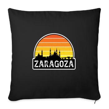 Saragosse Espagne Flag Skyline Souvenir de voyage - Housse de coussin décorative 45 x 45 cm - noir - Devant