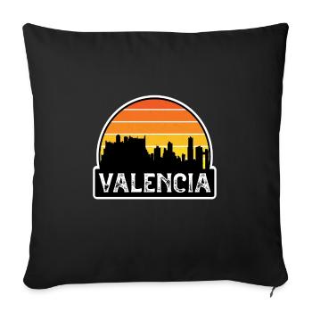 Valencia Spain Flag Skyline Travel Souvenir - Sofa pillowcase 17,3'' x 17,3'' (45 x 45 cm) - black - Front