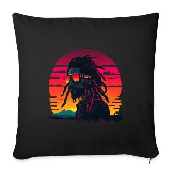Synthwave Jamaican Rasta Man - Housse de coussin décorative 45 x 45 cm - noir - Devant