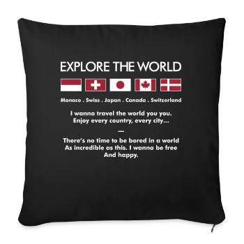 Explore The World a - Sofa pillowcase 17,3'' x 17,3'' (45 x 45 cm) - black - Front