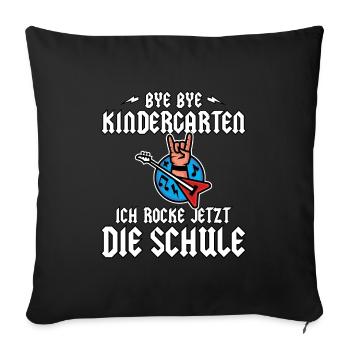 Einschulung Heavy Metal Gitarre Pommesgabel Rockig - Sofakissenbezug 45 x 45 cm - Schwarz - Vorne