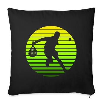 Padel Retro Sonne - Sofakissenbezug 45 x 45 cm - Schwarz - Vorne