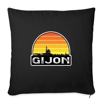 Gijon Spain Flag Skyline Travel Souvenir - Sofa pillowcase 17,3'' x 17,3'' (45 x 45 cm) - black - Front