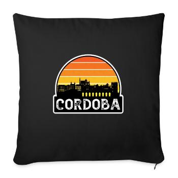 Cordoba Espagne Flag Skyline Souvenir de voyage - Housse de coussin décorative 45 x 45 cm - noir - Devant
