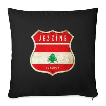 Jezzine Lebanon coat of arms flag design - Sofa pillowcase 17,3'' x 17,3'' (45 x 45 cm) - black - Front