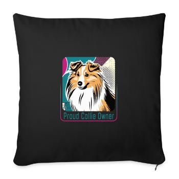 Fier propriétaire de Collie - Housse de coussin décorative 45 x 45 cm - noir - Devant
