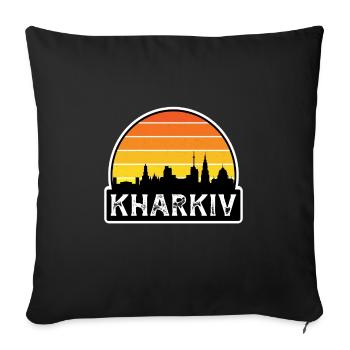 Kharkiv Ukraine Flag Skyline Travel Souvenir - Sofa pillowcase 17,3'' x 17,3'' (45 x 45 cm) - black - Front