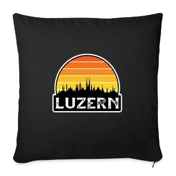 Lucerne Suisse Flag Skyline Souvenir de voyage - Housse de coussin décorative 45 x 45 cm - noir - Devant