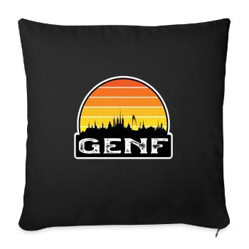 Drapeau de la Suisse Gêne Skyline Souvenir de voyage - Housse de coussin décorative 45 x 45 cm - noir - Devant