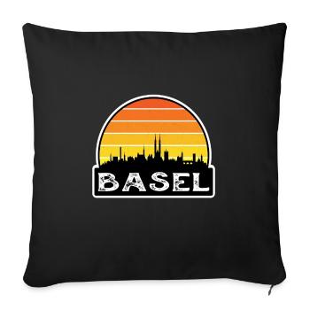 Basel Switzerland Flag Skyline Travel Souvenir - Sofa pillowcase 17,3'' x 17,3'' (45 x 45 cm) - black - Front