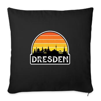 Dresden Germany Flag Skyline Travel Souvenir - Sofa pillowcase 17,3'' x 17,3'' (45 x 45 cm) - black - Front