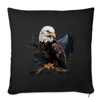 Forêt animale d’aigle à tête blanche - Housse de coussin décorative 45 x 45 cm - noir - Devant