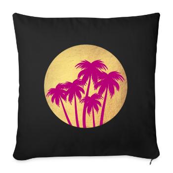 Circle Gold Palm Pink Holiday Deluxe South Seas Luxury - Housse de coussin décorative 45 x 45 cm - noir - Devant