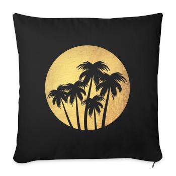 Circle Gold Palm Trees Luxury Vacation Round Chill South Seas - Sofa pillowcase 17,3'' x 17,3'' (45 x 45 cm) - black - Front