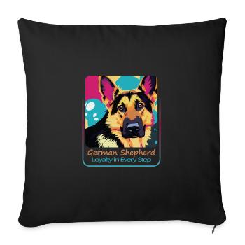 Fidèle chien de berger allemand - Housse de coussin décorative 45 x 45 cm - noir - Devant