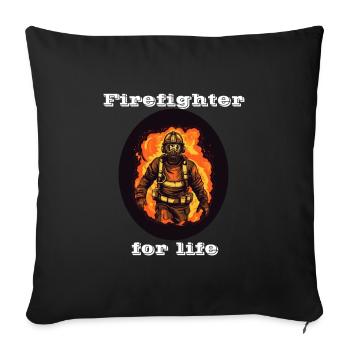 Firefighter for life white - Sofa pillowcase 17,3'' x 17,3'' (45 x 45 cm) - black - Front