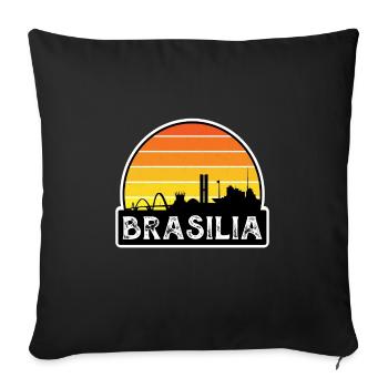 Brasilia Brazil Flag Skyline Travel Souvenir - Sofa pillowcase 17,3'' x 17,3'' (45 x 45 cm) - black - Front