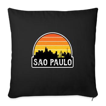 Sao Paulo Brésil Flag Skyline Souvenir de voyage - Housse de coussin décorative 45 x 45 cm - noir - Devant