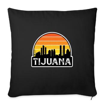Tijuana Mexico Flag Skyline Travel Souvenir - Sofa pillowcase 17,3'' x 17,3'' (45 x 45 cm) - black - Front