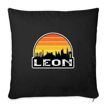 Leon Mexiko Flagge Skyline Reise-Souvenir - Sofakissenbezug 45 x 45 cm - Schwarz - Vorne
