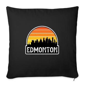 Edmonton Canada Flag Skyline Travel Souvenir - Sofa pillowcase 17,3'' x 17,3'' (45 x 45 cm) - black - Front