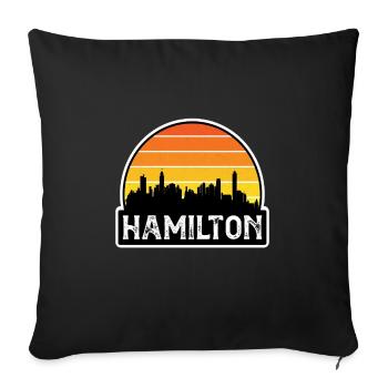 Souvenir de voyage Skyline du drapeau du Canada de Hamilton - Housse de coussin décorative 45 x 45 cm - noir - Devant
