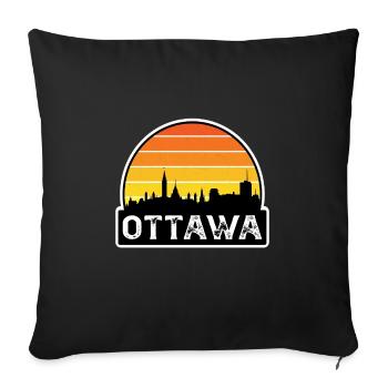 Souvenir de voyage de la ligne d’horizon du drapeau du Canada d’Ottawa - Housse de coussin décorative 45 x 45 cm - noir - Devant