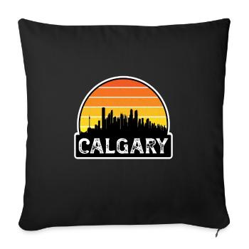 Calgary Canada Flag Skyline Souvenir de voyage - Housse de coussin décorative 45 x 45 cm - noir - Devant