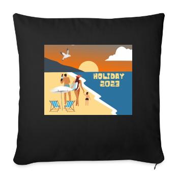 Holiday Start 2023 Water Sand - Sofa pillowcase 17,3'' x 17,3'' (45 x 45 cm) - black - Front