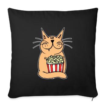 Movies Binge Watching Cineast Dvd Katze Filmabend - Sofakissenbezug 45 x 45 cm - Schwarz - Vorne
