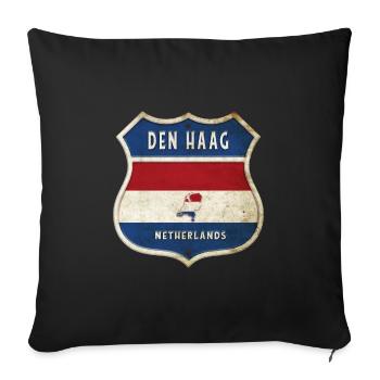 The Hague Netherlands flag coat of arms design - Sofa pillowcase 17,3'' x 17,3'' (45 x 45 cm) - black - Front