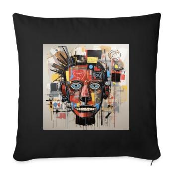STREET ART PORTRAIT JM-B - Sofa pillowcase 17,3'' x 17,3'' (45 x 45 cm) - black - Front