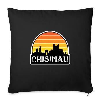 Chisinau Moldova Flag Skyline Travel Souvenir - Sofa pillowcase 17,3'' x 17,3'' (45 x 45 cm) - black - Front