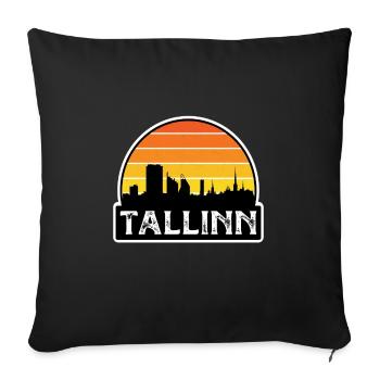 Tallinn Estonia Flag Skyline Travel Souvenir - Sofa pillowcase 17,3'' x 17,3'' (45 x 45 cm) - black - Front