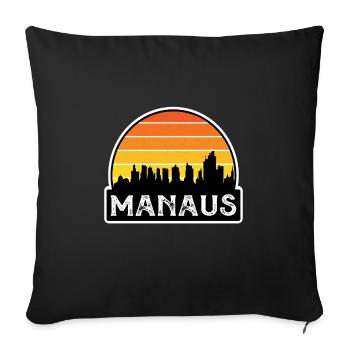 Manaus Brésil Flag Skyline Souvenir de voyage - Housse de coussin décorative 45 x 45 cm - noir - Devant