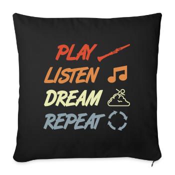 Clarinet Saying Vintage Style - Sofa pillowcase 17,3'' x 17,3'' (45 x 45 cm) - black - Front