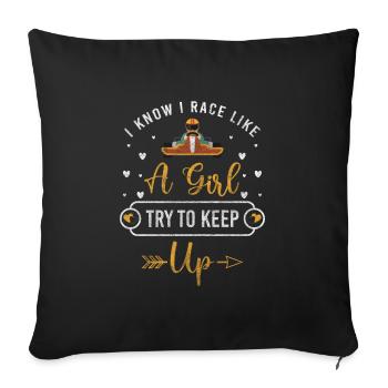 Go-kart driver race track - Sofa pillowcase 17,3'' x 17,3'' (45 x 45 cm) - black - Front