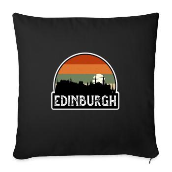 Edinburgh Scotland Flag Skyline Travel Souvenir - Sofa pillowcase 17,3'' x 17,3'' (45 x 45 cm) - black - Front