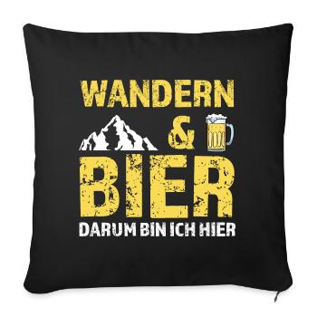 Wandern Bier Berg Geschenk - Sofakissenbezug 45 x 45 cm - Schwarz - Vorne