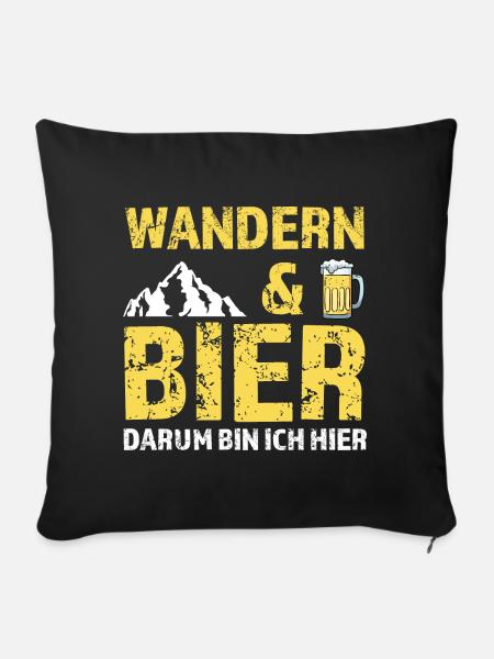 Wandern Bier Berg Geschenk - Sofakissenbezug 45 x 45 cm - Schwarz