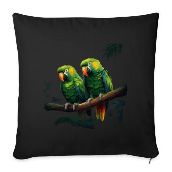 Parrot Bird Macaw Wilderness - Sofa pillowcase 17,3'' x 17,3'' (45 x 45 cm) - black - Front