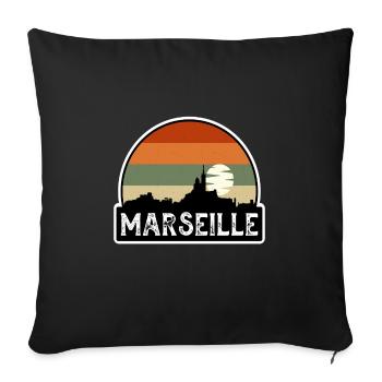 Marseille France Flag Skyline Travel Souvenir - Sofa pillowcase 17,3'' x 17,3'' (45 x 45 cm) - black - Front